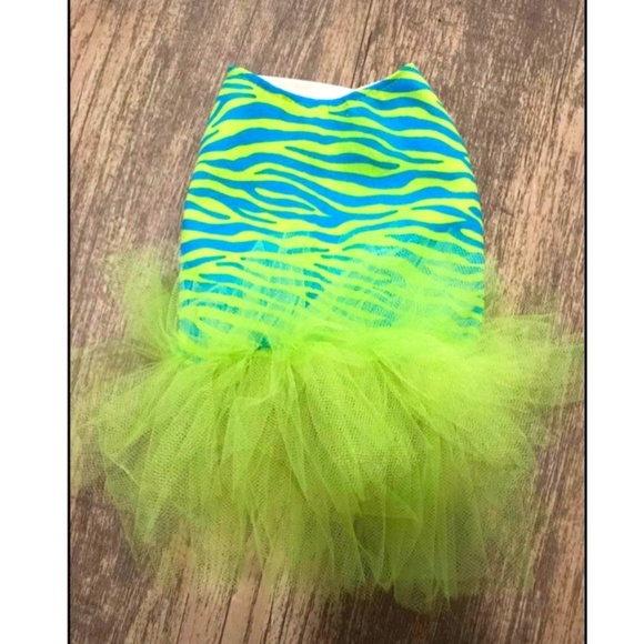 K-9 Religion Other - Yellow & Blue Zebra Print Tutu Dog Dress Size: Small